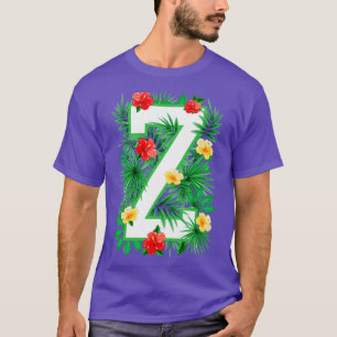Camiseta Letra maiúscula Z alfabético Monograma Flor inicia