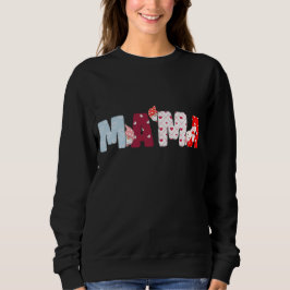 Camiseta Letra Mama Patchwork Sweatshirt - Cute Heart