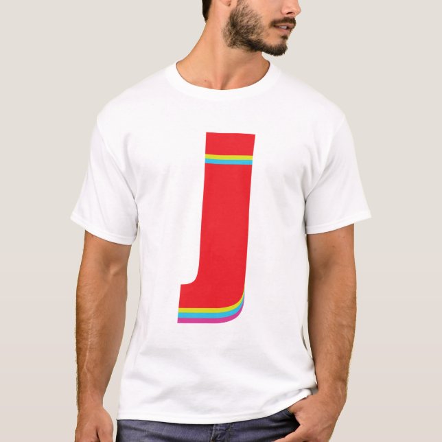 Camiseta Letra Minúscula J Monograma Deslocamento Arco-Íris (Frente)