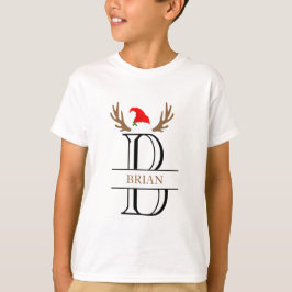Camiseta Letra Monograma B Nome de Natal Piada de Natal