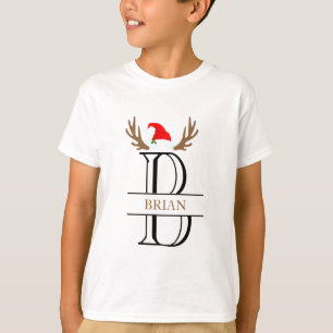 Camiseta Letra Monograma B Nome de Natal Piada de Natal