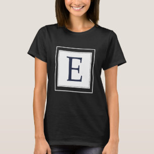 Camiseta Letra Monograma E Alfabeto E Inicial Azul Marinho