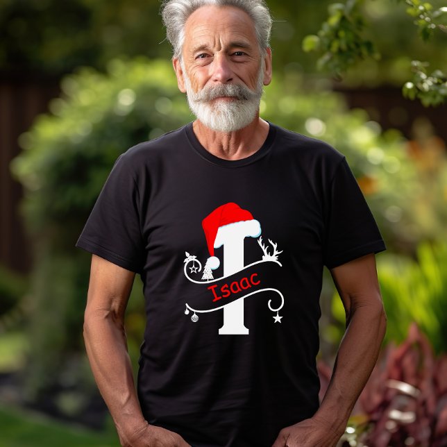 Camiseta Letra monograma I Nome personalizado Natal (Criador carregado)