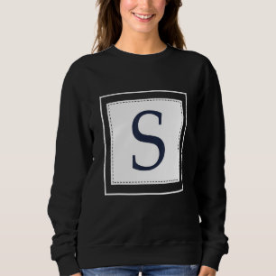 Camiseta Letra Monograma S Alfabeto S Inicial Azul Marinho