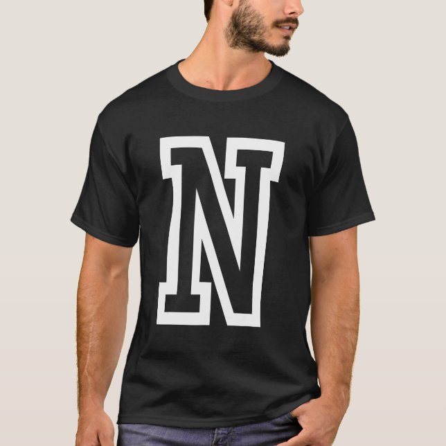 Camiseta Letra N negrito em branco Grande (Frente)
