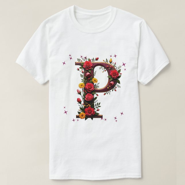 Camiseta Letra oral ilustrada "P" (Frente do Design)