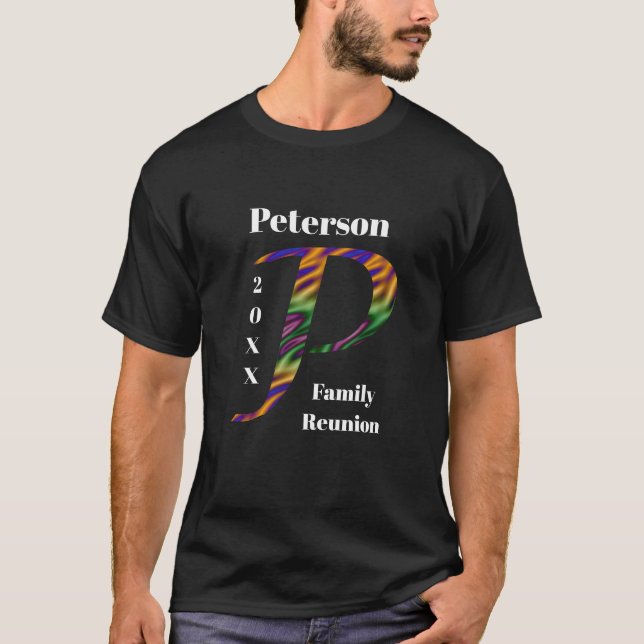 Camiseta Letra P Monograma de Manutenção de Reunião Familia (Frente)