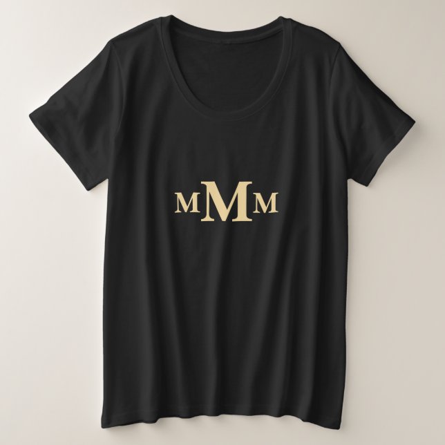 Camiseta Letra personalizada "M" Monograma Modelo (Frente do Design)