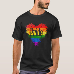 Camiseta Letra Pride Coração Arco-Íris Distante Sinalizador