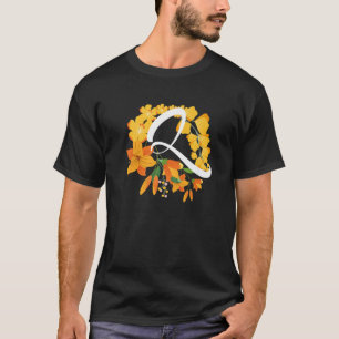Camiseta Letra Q Maiúscula Flores de Alfabeto Monograma In