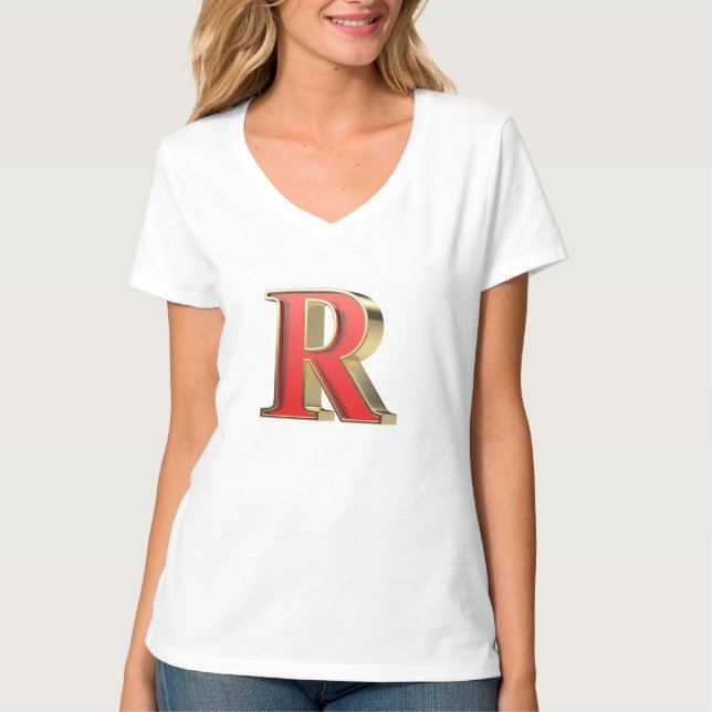 Camiseta Letra R de vidro vermelho (Frente)