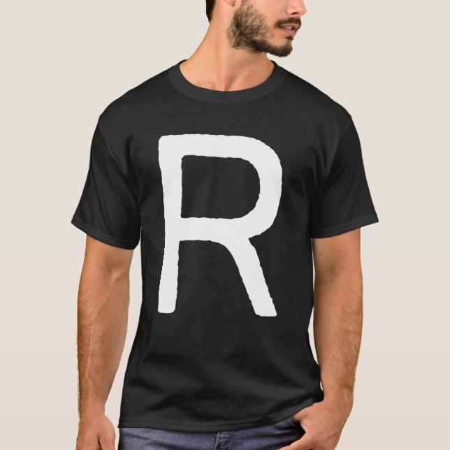 Camiseta Letra R Men Monograma Gráfico Retro Inicial (Frente)