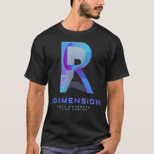 Camiseta Letra R Moderna em Tecnologia 3D Monograma Elegant