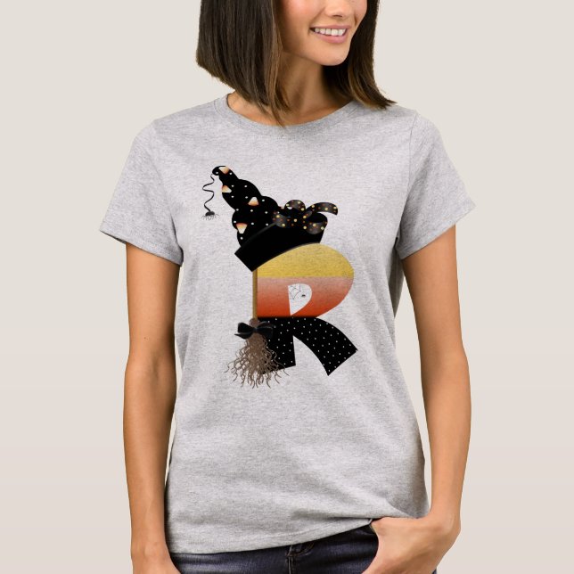 Camiseta Letra R Monograma Halloween (Frente)