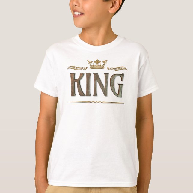 Camiseta Letra Rico King - Grande Coroa Real Medieval (Frente)