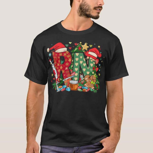 Camiseta Letra 'Rn' decorada com Enfeites de natal Sym (Frente)