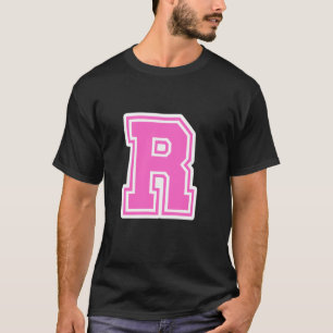Camiseta Letra Rosa R Monograma Inicial para Primeiro Nome