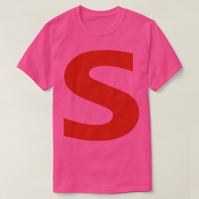 Camiseta Letra s em texto vermelho Tipografia mínima (Frente do Design)
