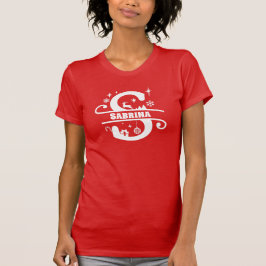 Camiseta Letra S Natal Monograma Nome inicial Vermelho