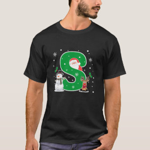 Camiseta Letra S Nome Inicial Papais noeis do alfabeto Mono