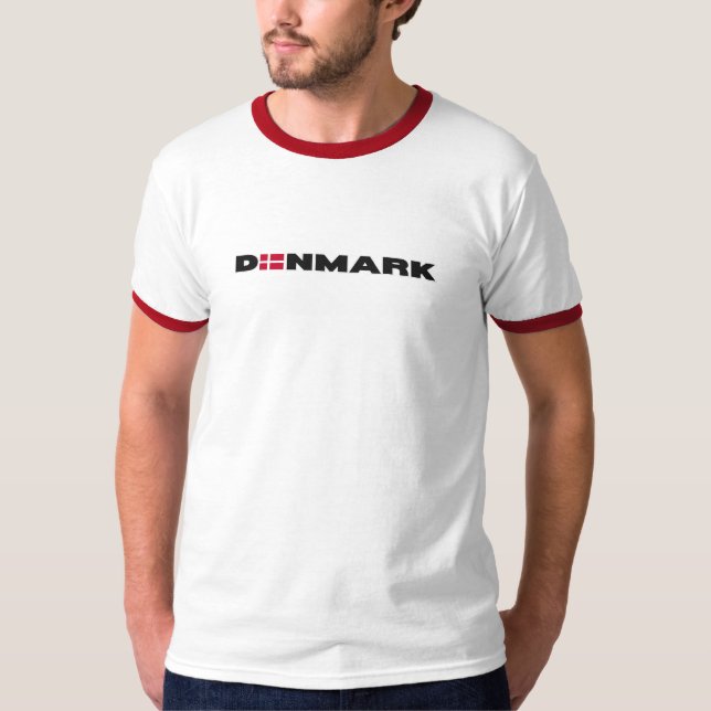 Camiseta Letra Simples Sinalizador Dinamarquês Moderno (Frente)