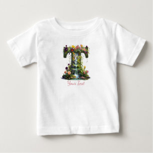 Camiseta Letra T com Tulipas e Flora Fantasia das Caves