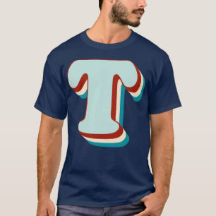 Camiseta Letra T Vintage Retro Monograma Nome inicial Fonte