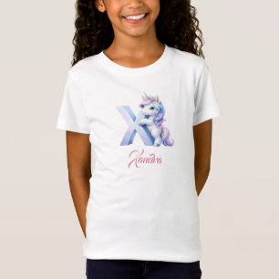 Camiseta Letra Unicorn Cor-de-rosa-rosa-rosa-branca-branca-