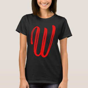 Camiseta Letra W alfabeto Gráfico vermelho grande inicial