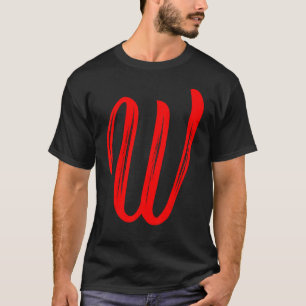 Camiseta Letra W Alfabeto Maiúsculo Gráfico Vermelho Inicia