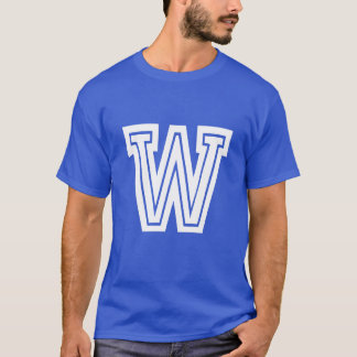 Camiseta letra W fonte faculdade escola