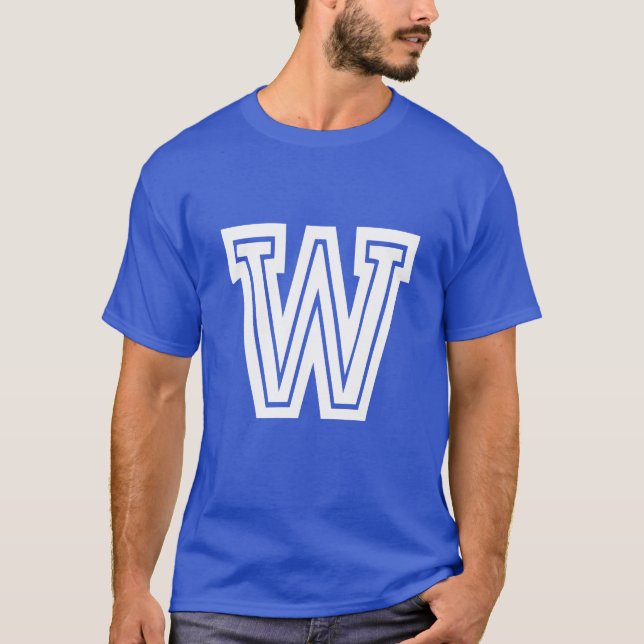Camiseta letra W fonte faculdade escola (Frente)