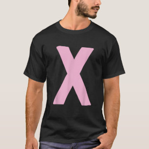 Camiseta Letra X grande e negrito a rosa