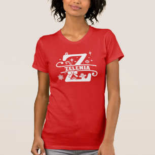 Camiseta Letra X Monograma de Natal Nome Inicial Vermelho  