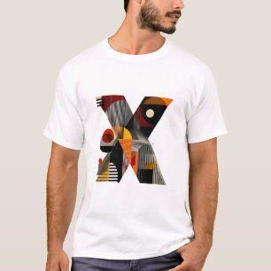 Camiseta Letra X – Monograma Geométrico Moderno com Listras