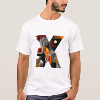 Camiseta Letra X – Monograma Geométrico Moderno com Listras