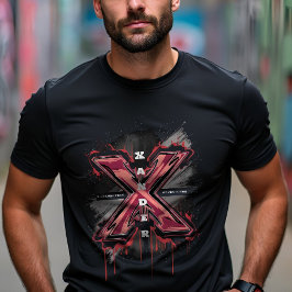 Camiseta Letra "X" personalizável do monograma de Grafite e