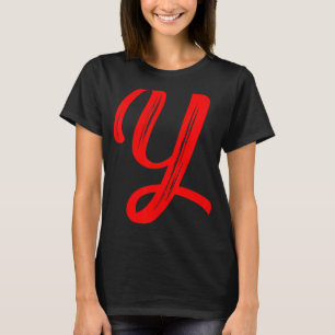 Camiseta Letra Y alfabeto grande gráfico vermelho inicial
