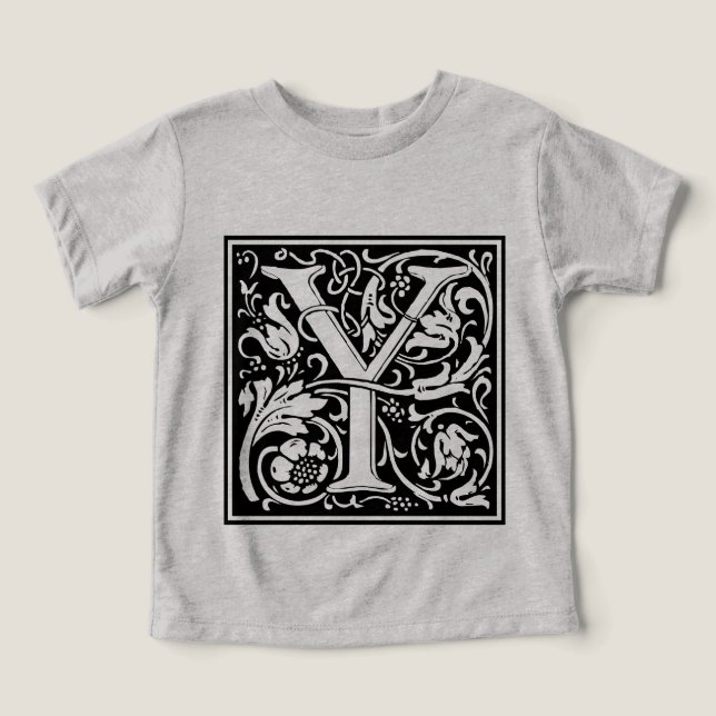 Camiseta Letra Y Monograma Medieval Art Nouveau (Design frontal)