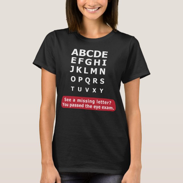 Camiseta Letras alfabéticas e ópticos (Frente)