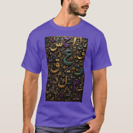 Camiseta Letras Árabes 3D de Luxo Abstratas