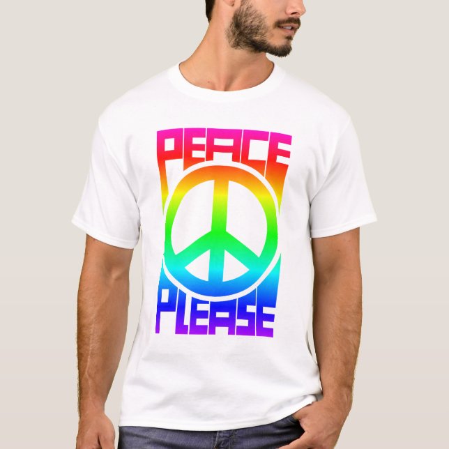 Camiseta Letras Arco-Íris Paz, Por Favor (Frente)