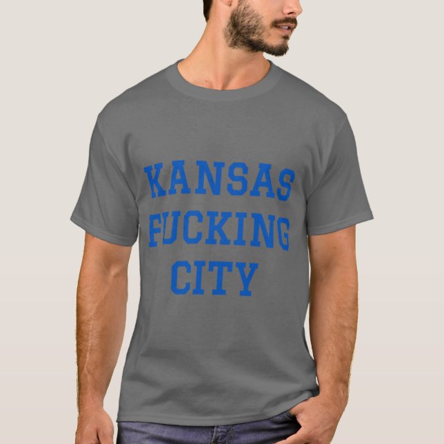 Camiseta letras azuis de Kansas City (Frente)