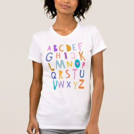 Camiseta Letras Belas Coloridas de Aprendizado de Alfabeto