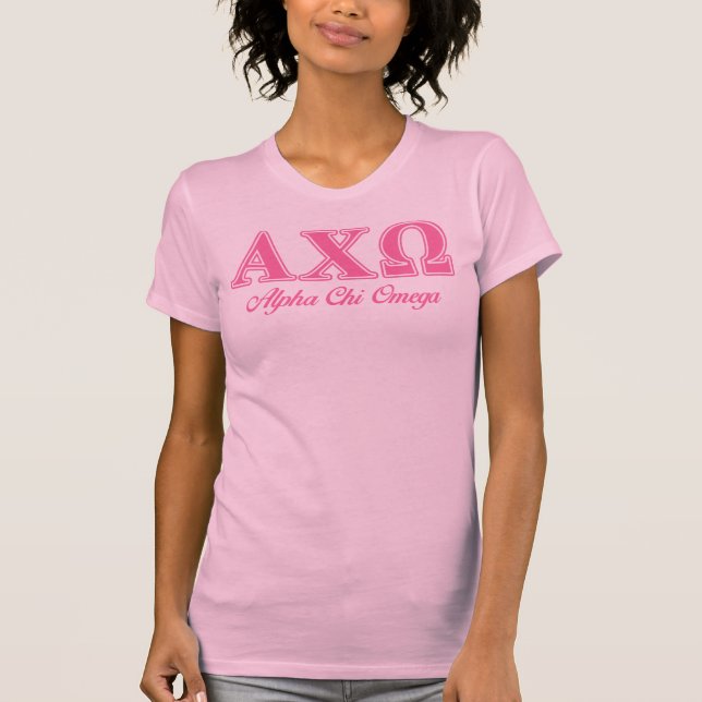 Camiseta Letras cor-de-rosa de Omega do qui de Alphi (Frente)