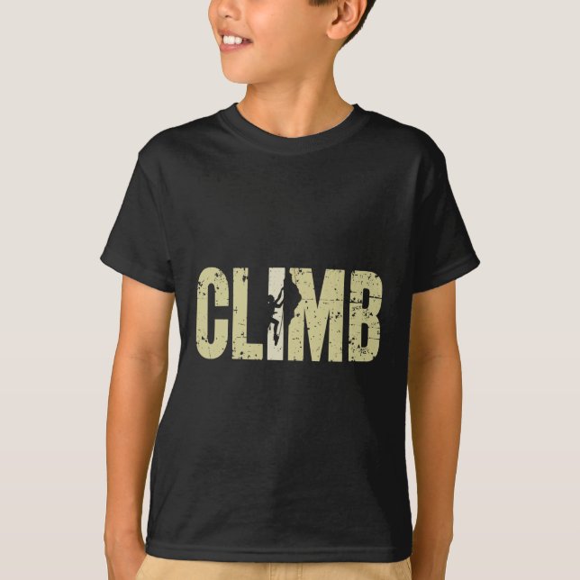Camiseta Letras de Escalada Subir Escalador de Rocha Para C (Frente)
