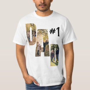 Camiseta Letras de Fotografia Personalizadas do Pai Número 