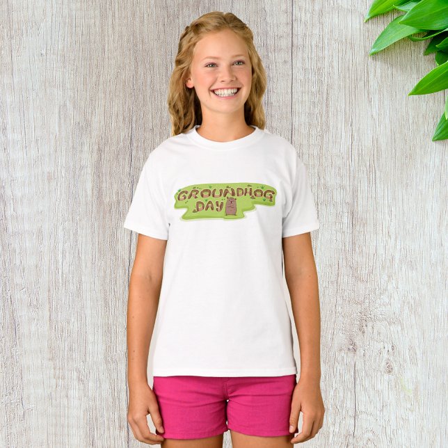 Camiseta Letras de madeira do Dia da Marmota (Criador carregado)