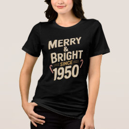 Camiseta Letras de Natal Antigas Alegre & Brilhante Desde