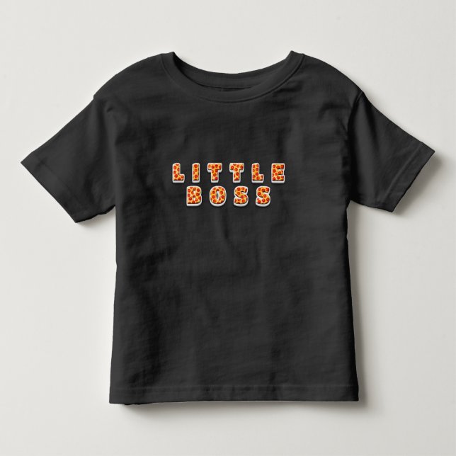 Camiseta Letras de Pequeno Chefe Feitas de Pizza de Peppero (Frente)